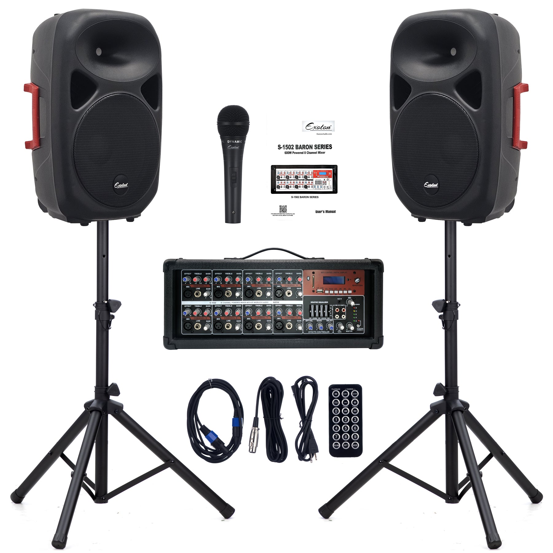 S-1502 2000W 15inch Passive Speakers With Powered Bluetooth Mixer