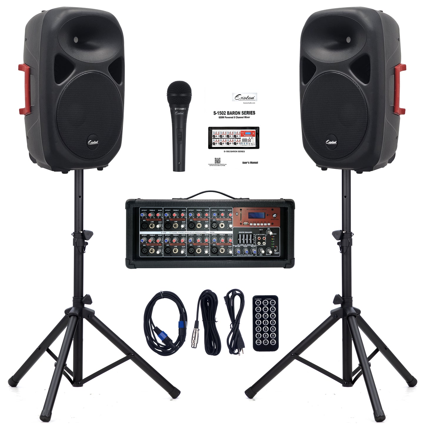 2000W 15-inch PA Speaker System With 8 Channel Mixer