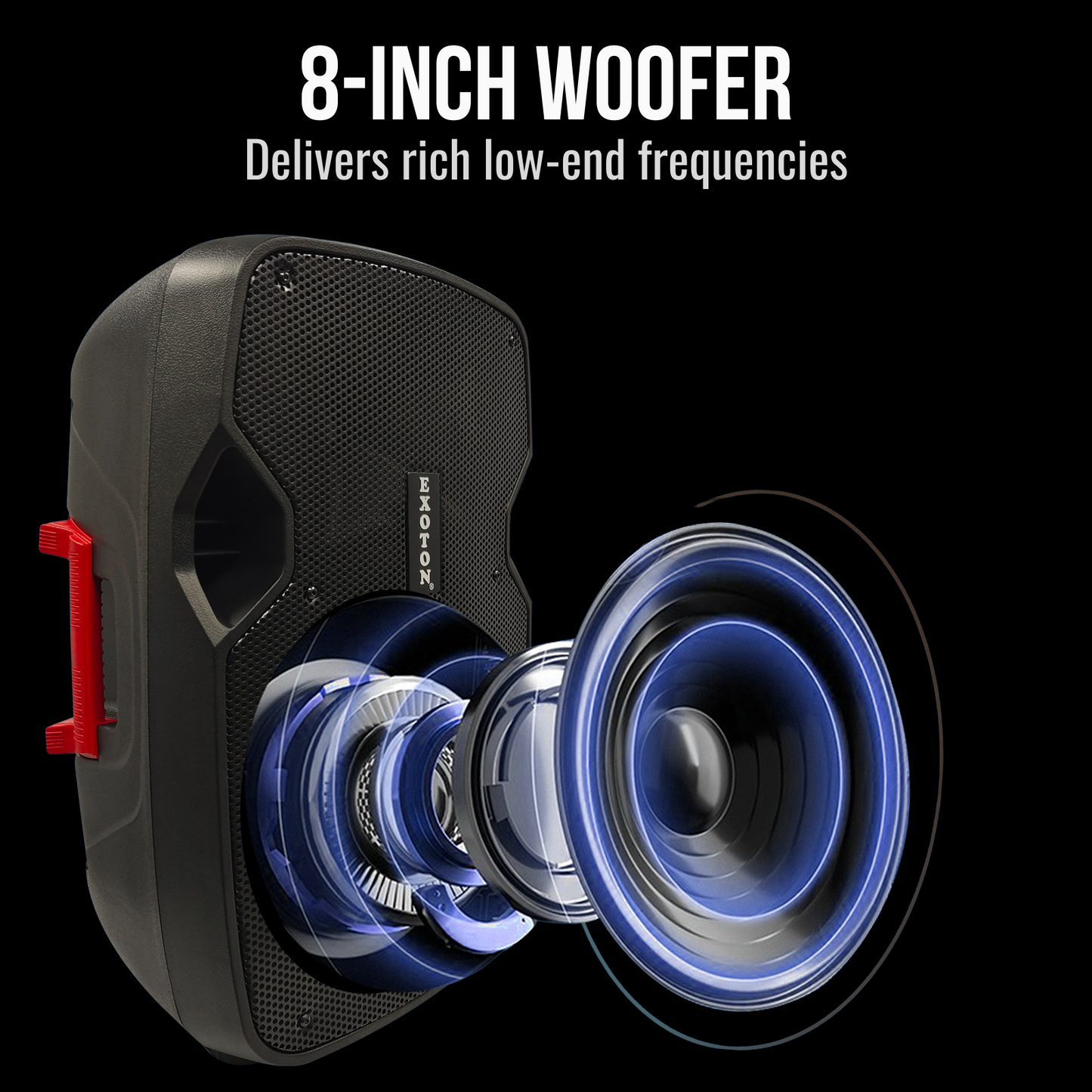 1200W 8-inch 2-Way Bluetooth Powered PA Speakers With Microphone