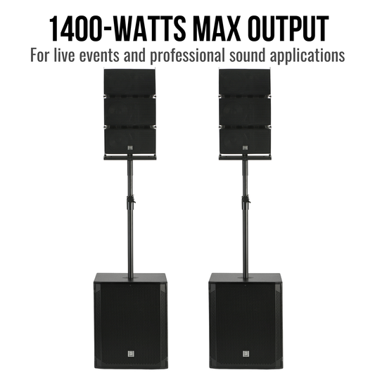 1400W Powered Line Array System With 2 Wooden 18-inch Subwoofers and 6 Line Array Speakers