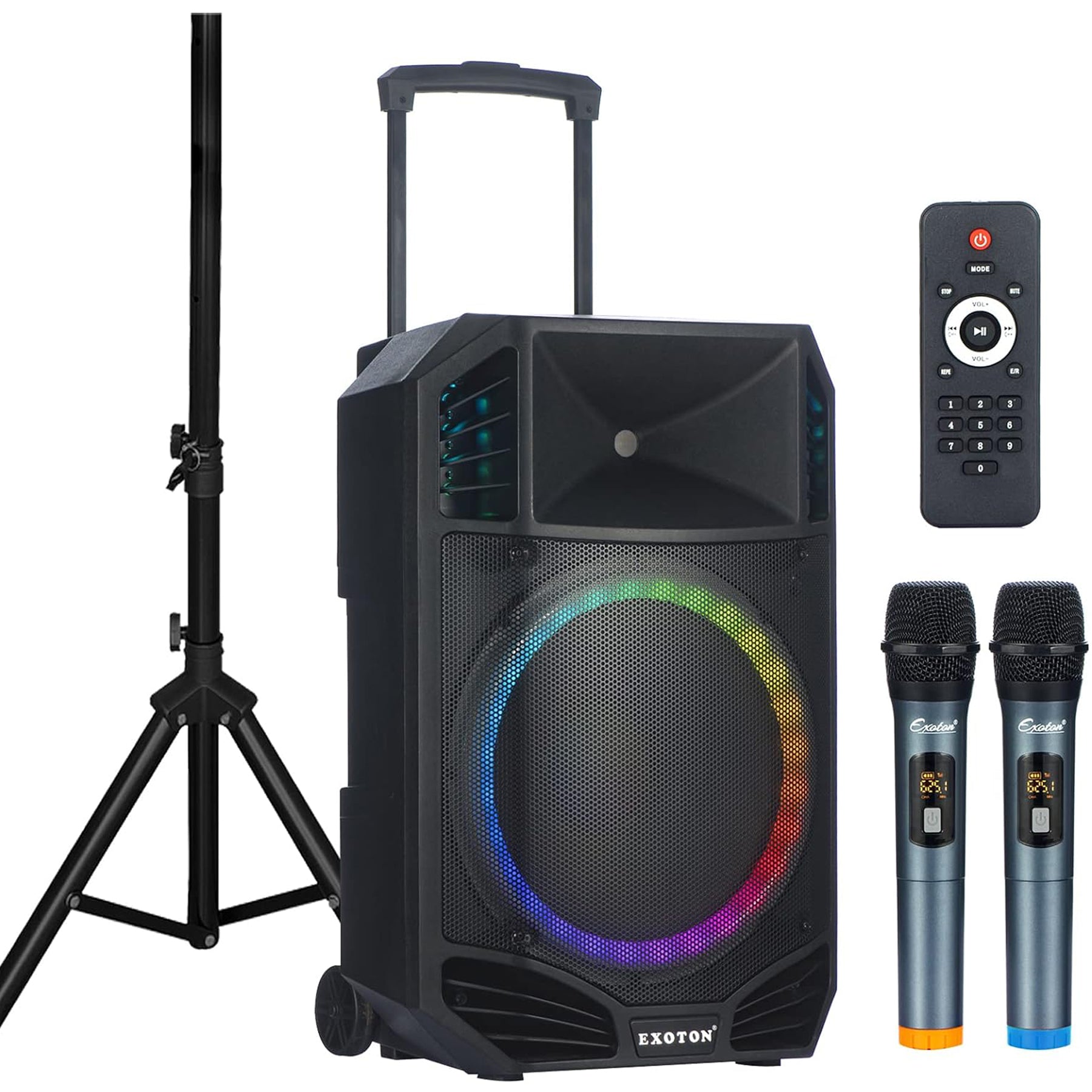 EXOTON S-1501 Bluetooth Portable PA System 1600W Rechargeable