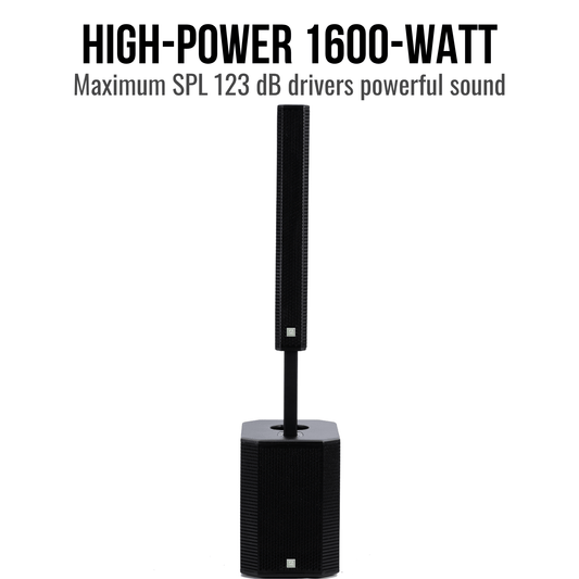 1600W 12-inch Powered Column PA System Portable Speaker