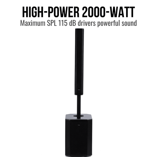 2000W 12-inch Powered Column PA System Portable Speaker