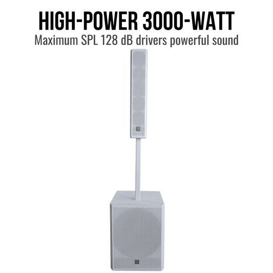 3000W 18-inch Powered Column Speaker System - White