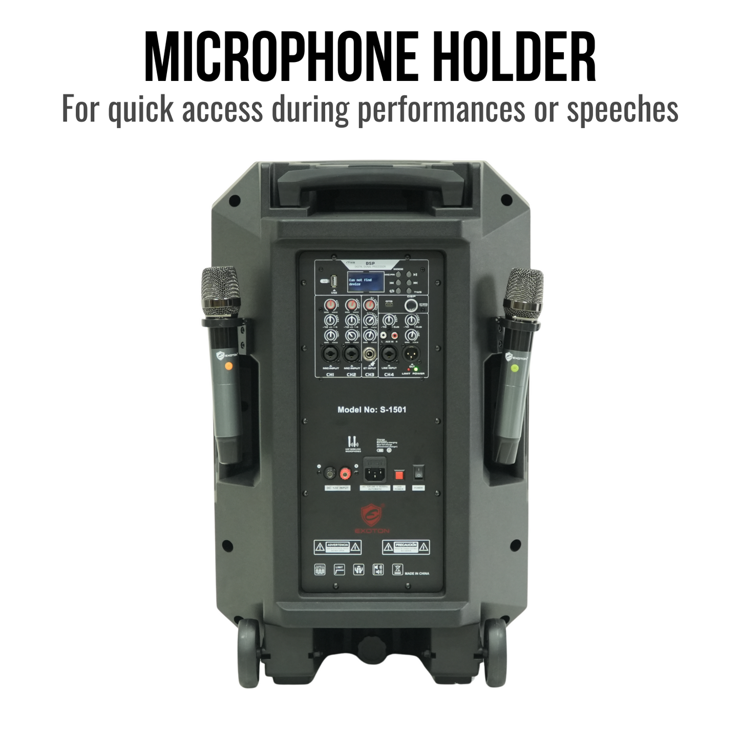 1600W 15-inch Bluetooth Portable PA System With Wireless Mic