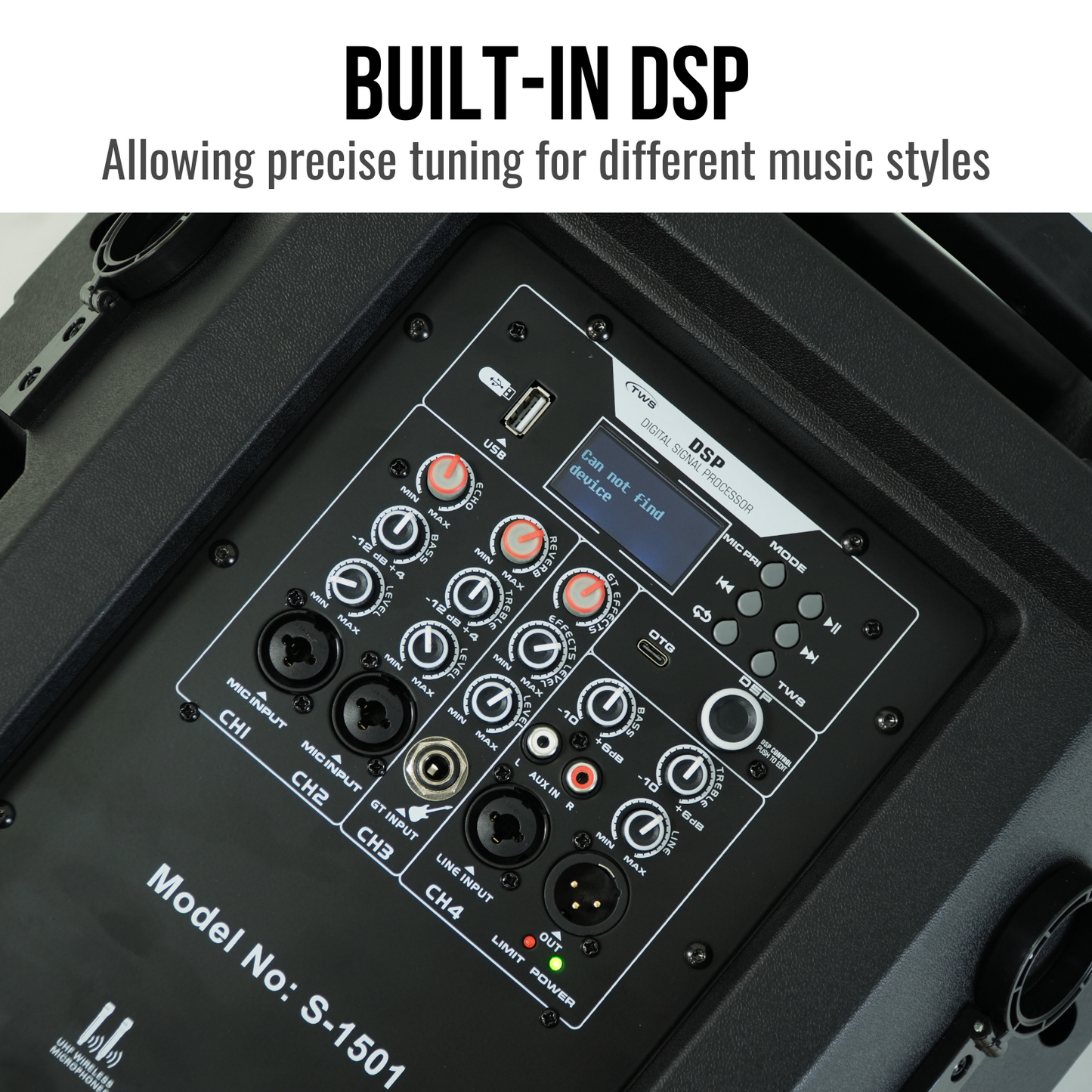 1600W 15-inch Bluetooth Portable PA System With Wireless Mic