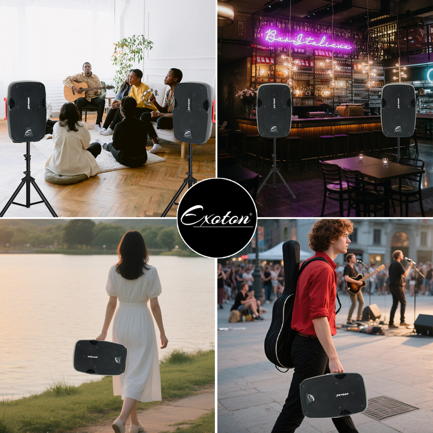 1200W 8-inch 2-Way Bluetooth Powered PA Speakers With Microphone