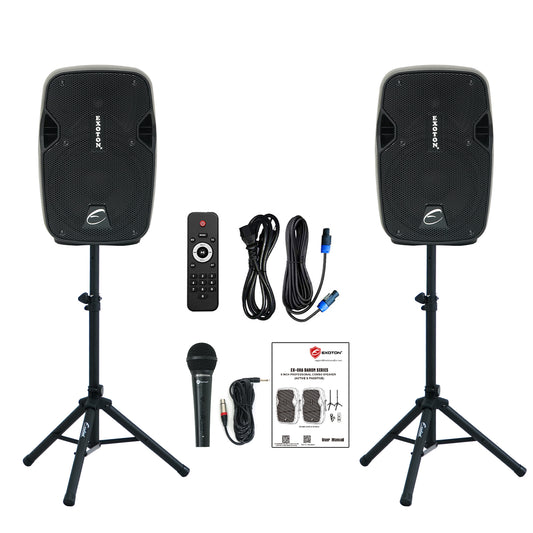 1200W 8-inch 2-Way Bluetooth Powered PA Speakers With Microphone