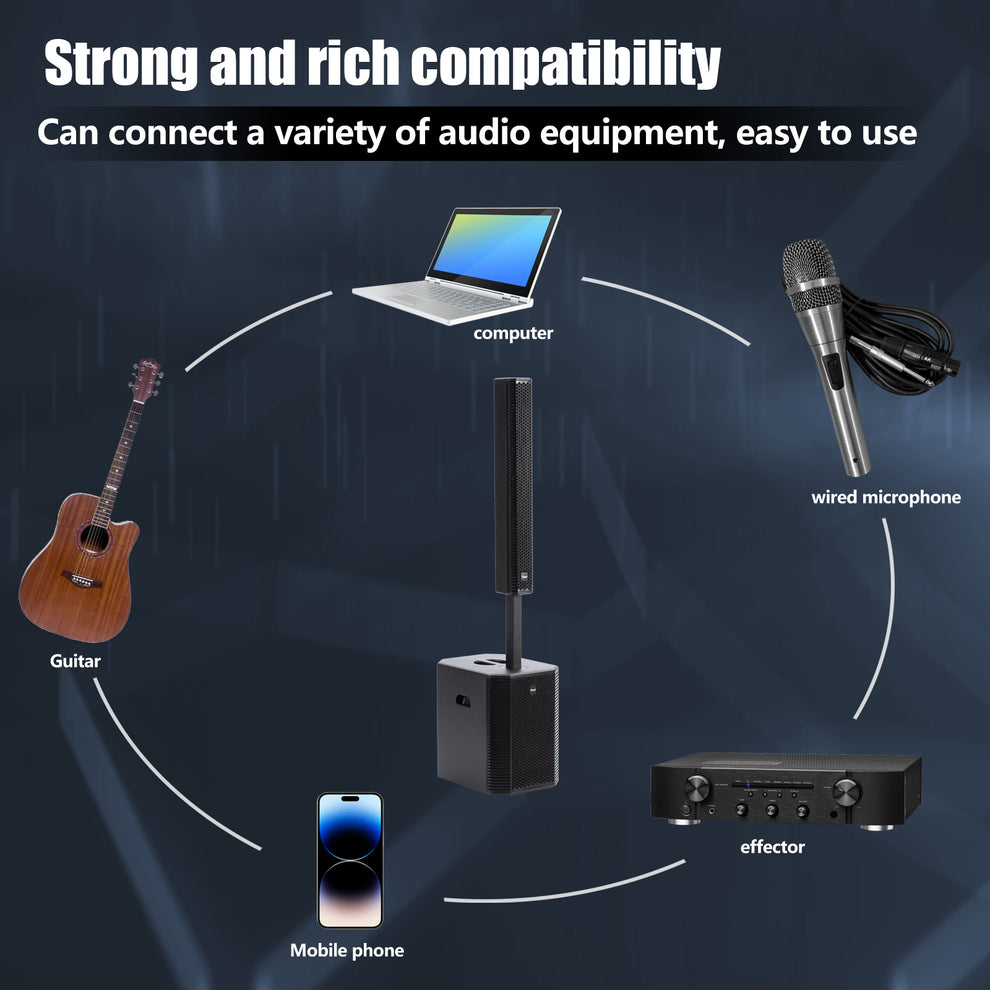 EXOTON S-1203 2000W Portable Bluetooth Column PA System