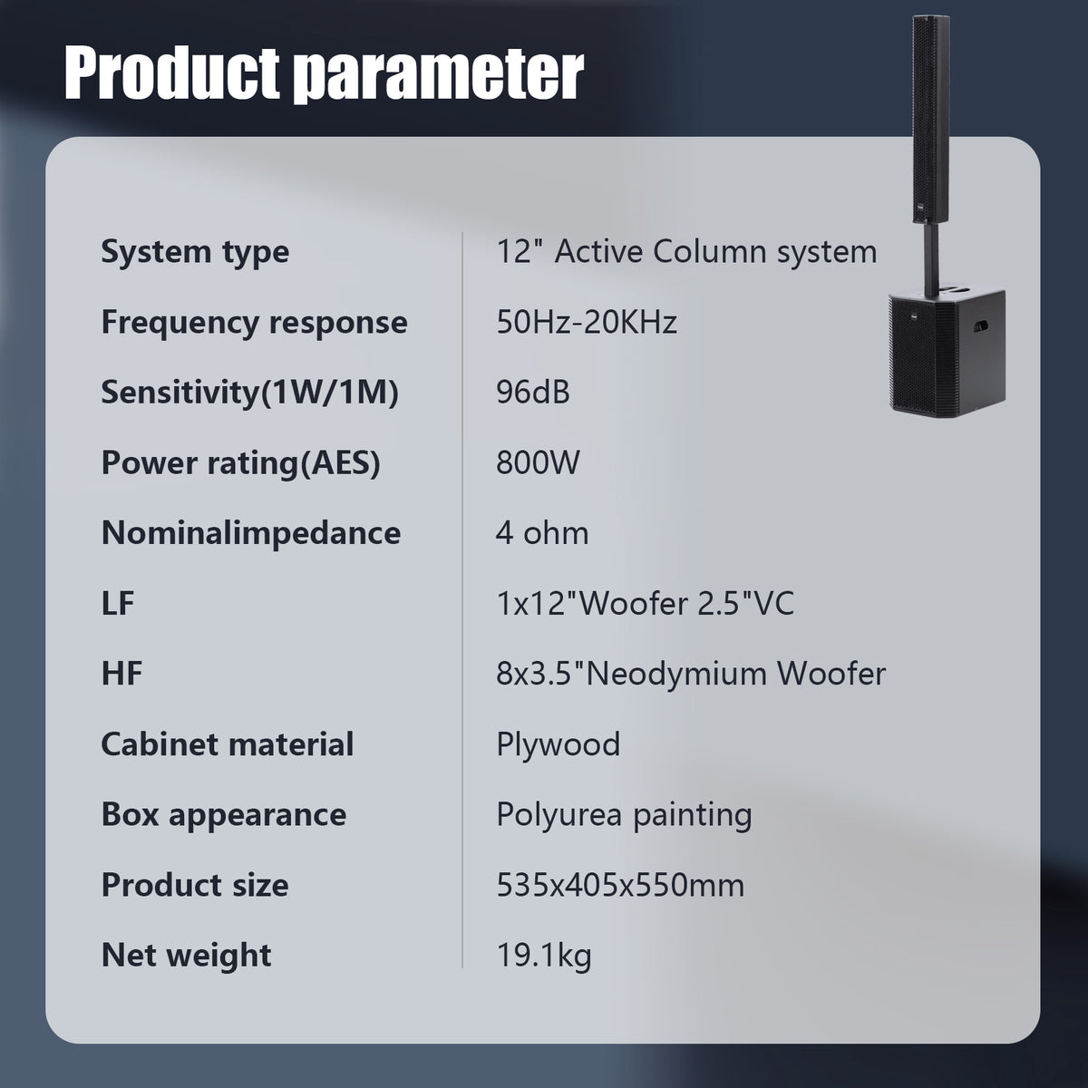 EXOTON S-1203 2000W Portable Bluetooth Column PA System