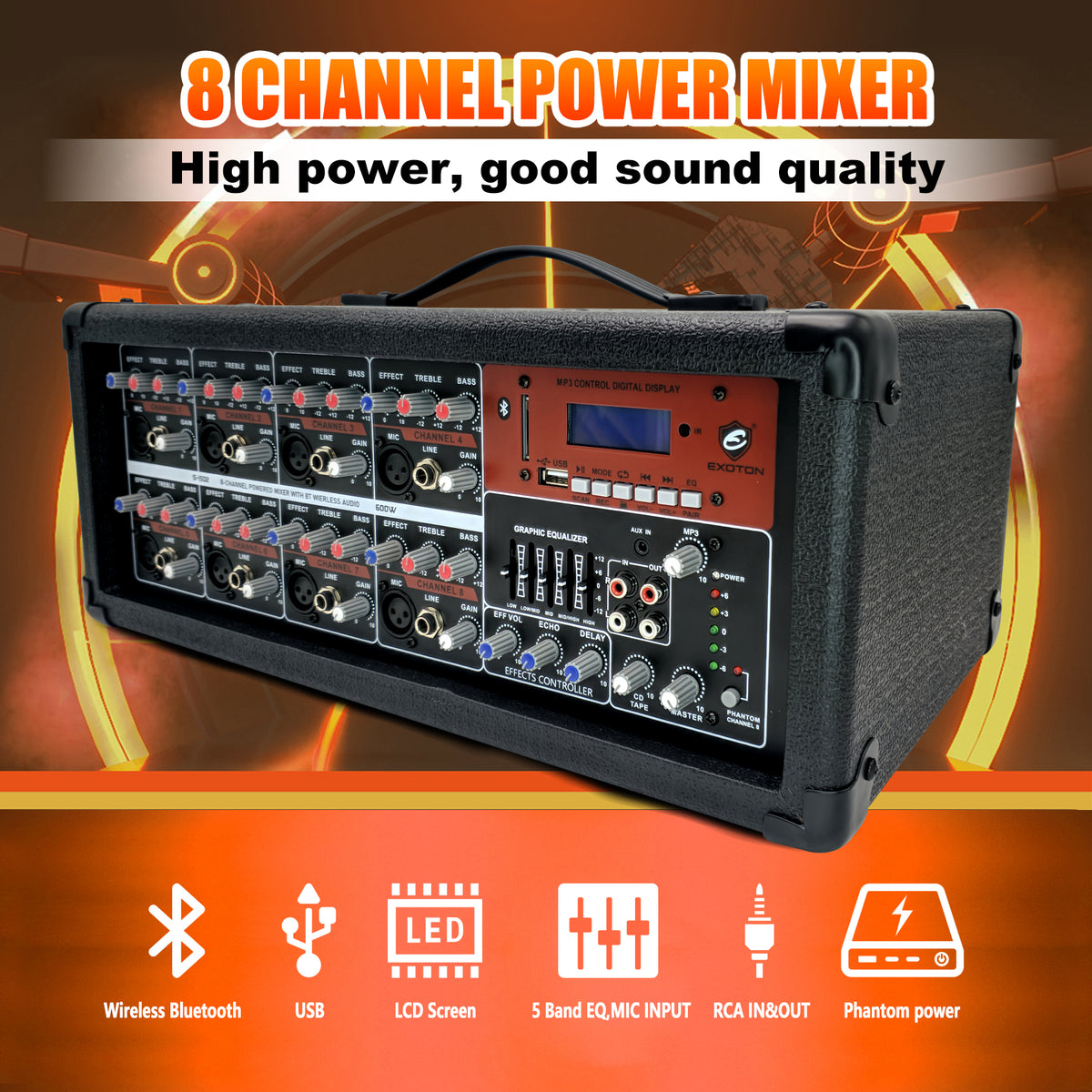 S-1502 2000W 15inch Passive Speakers With Powered Bluetooth Mixer 8 ...
