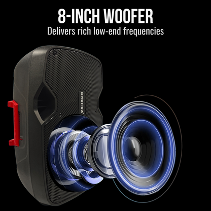 1200W 8-inch 2-Way Bluetooth Powered PA Speakers With Microphone