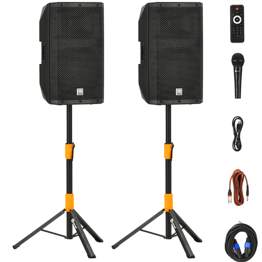 1500W 12-inch Bluetooth PA Speaker Set Dual PA System With Mic