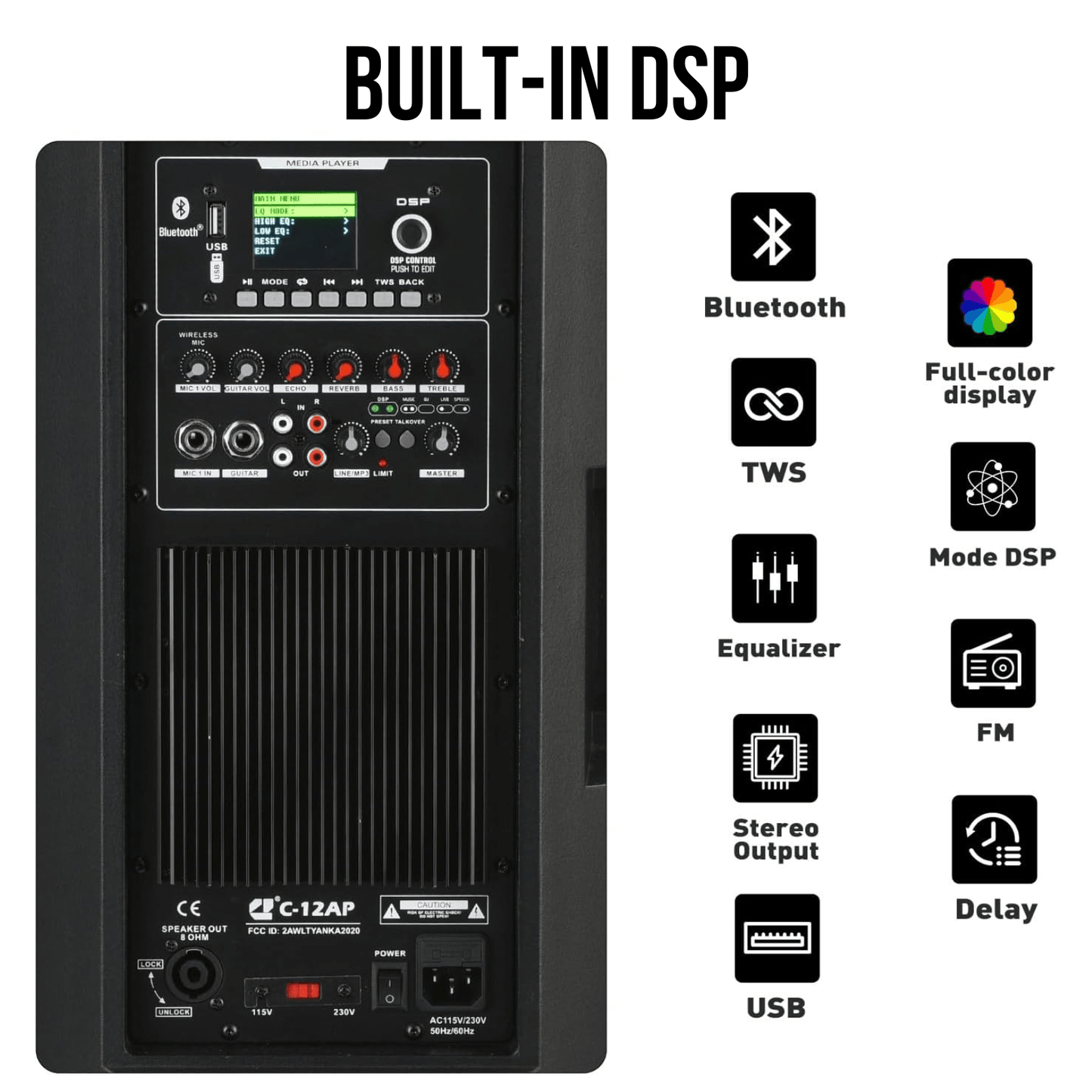 1500W 12-inch Bluetooth PA Speaker Set Dual PA System With Mic