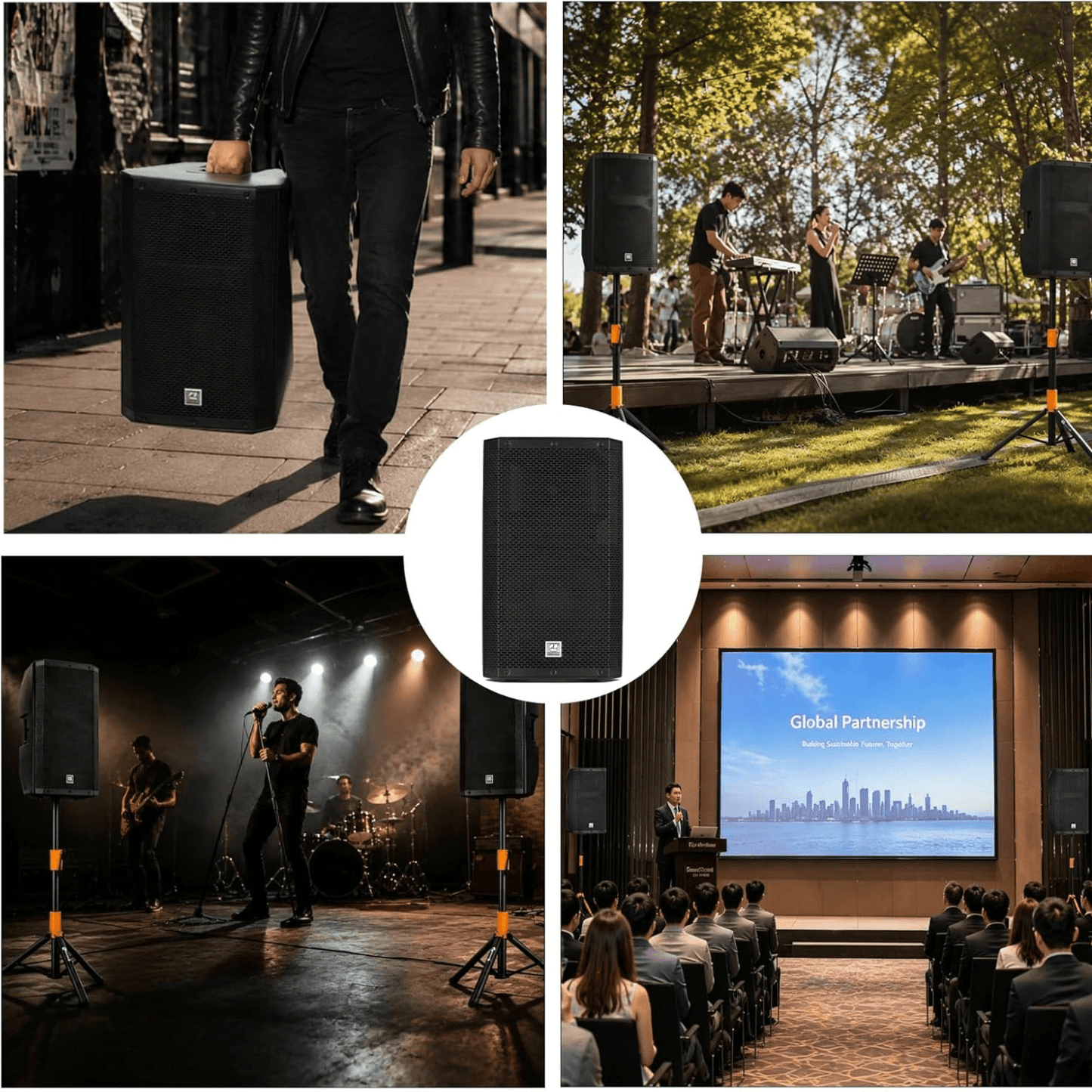 1500W 12-inch Bluetooth PA Speaker Set Dual PA System With Mic