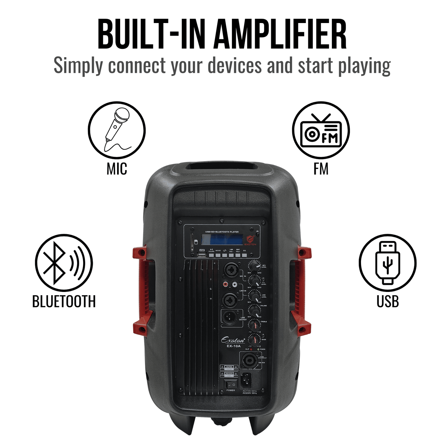 800W 10-inch Portable PA System With Wired Microphone