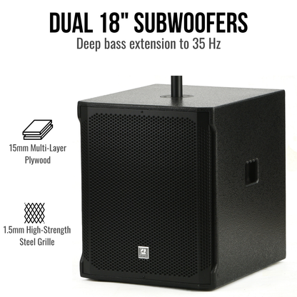 1400W 6.5-inch Line Array Speakers With Dual 18-inch Subwoofers PA Speaker System