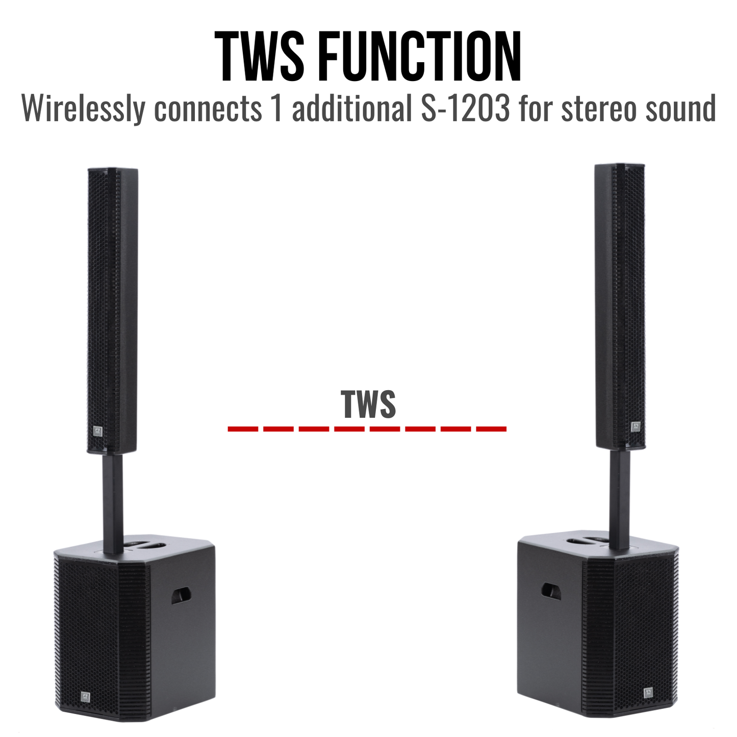 2000W 12-inch Powered Column PA System Portable Speaker