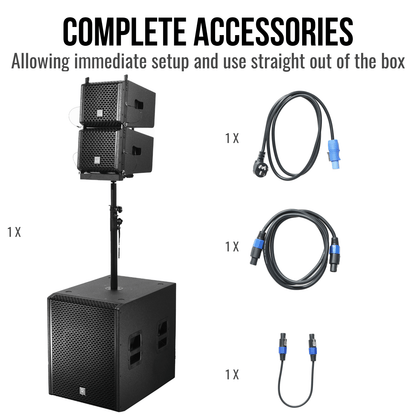 2800W 8-inch Line Arrary Speakers With 16-inch Active Subwoofer PA System