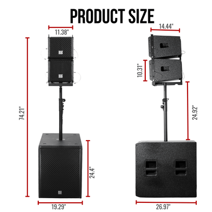 2800W 8-inch Line Arrary Speakers With 16-inch Active Subwoofer PA System