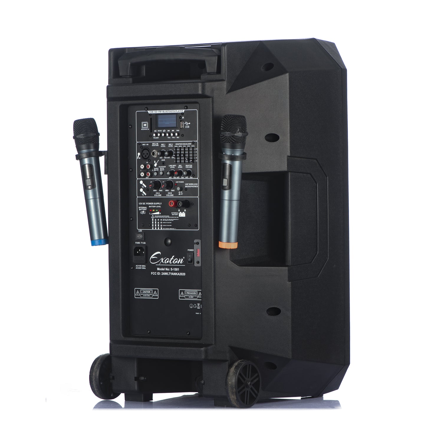 1600W 15-inch Bluetooth Portable PA System With Wireless Mic