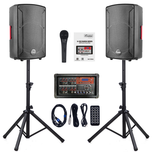 1800W 10-inch PA Bluetooth Speaker System With 4 Channel Mixer