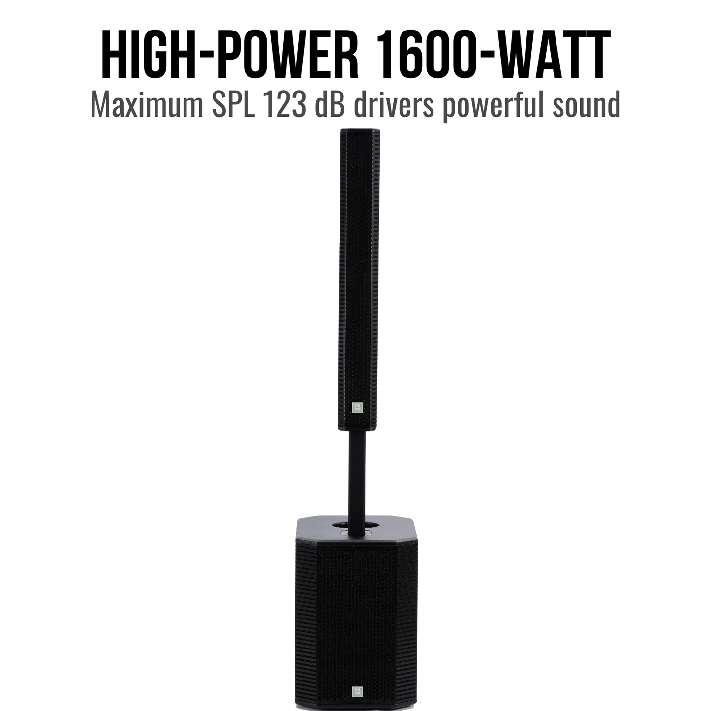 1600W 12-inch Powered Column PA System Portable Speaker