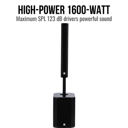 1600W 12-inch Powered Column PA System Portable Speaker