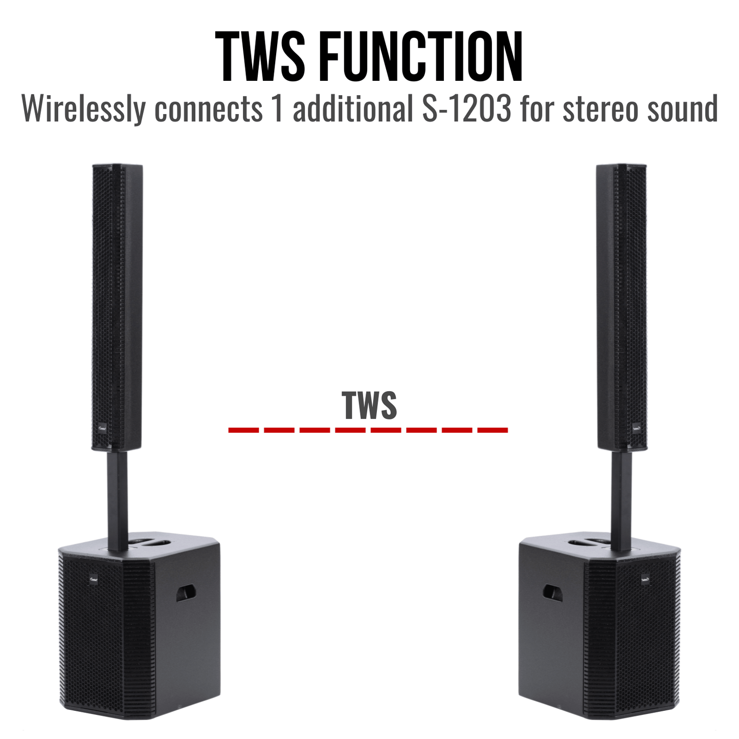 2000W 12-inch Powered Column PA System Portable Speaker