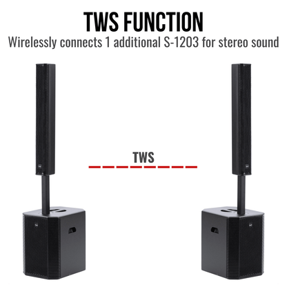 2000W 12-inch Powered Column PA System Portable Speaker