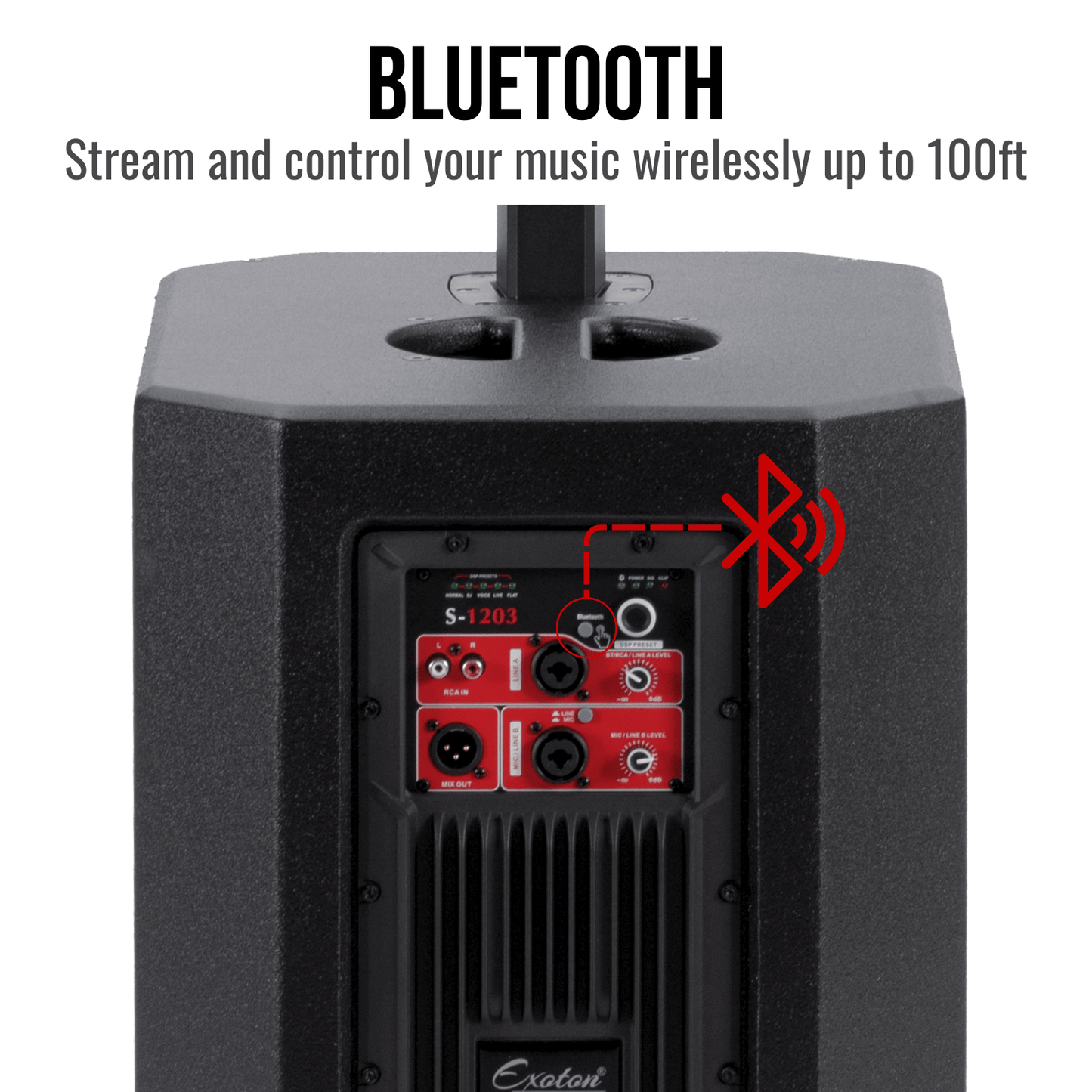 2000W 12-inch Powered Column PA System Portable Speaker