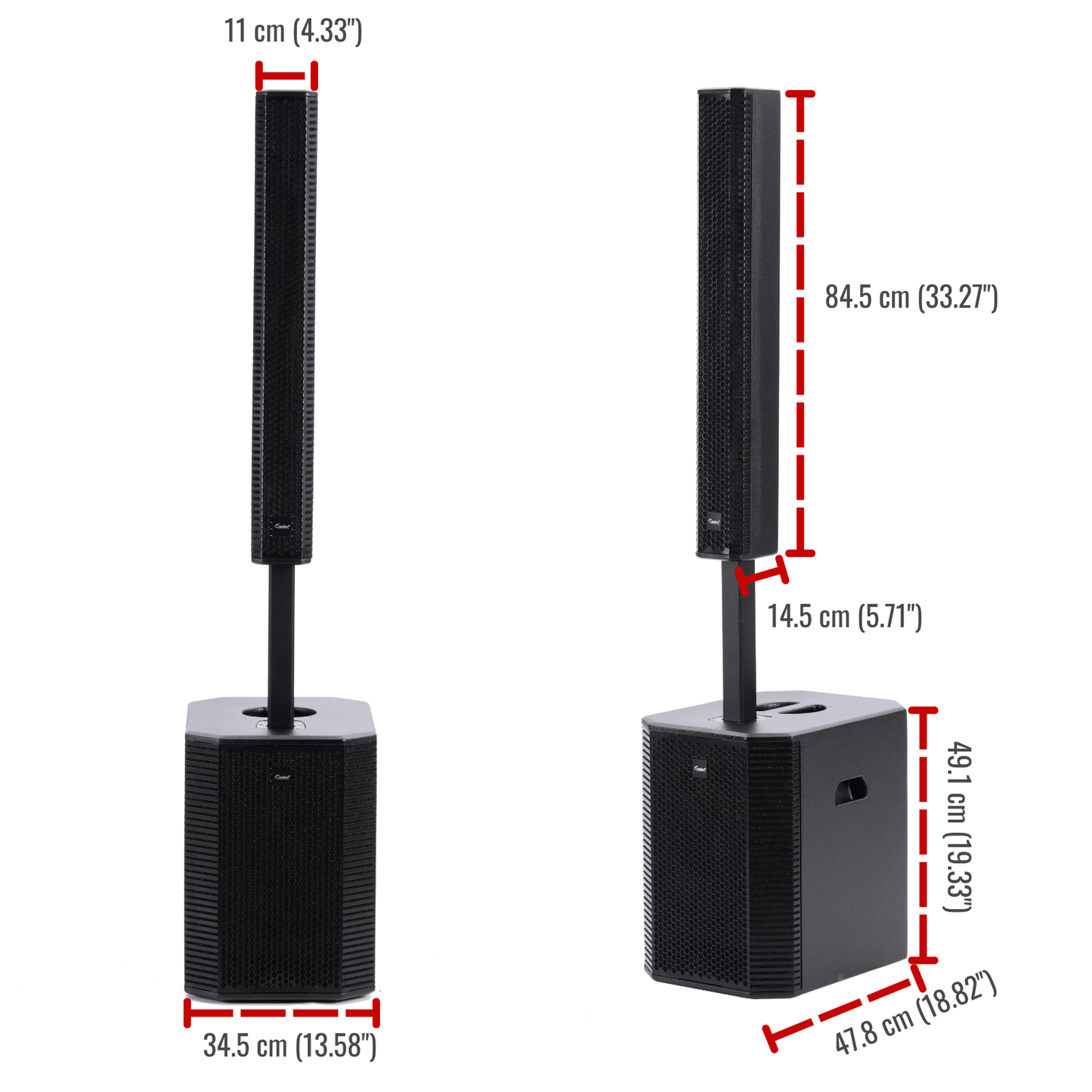 2000W 12-inch Powered Column PA System Portable Speaker