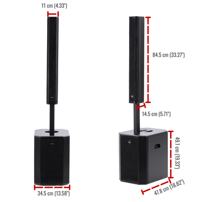 2000W 12-inch Powered Column PA System Portable Speaker