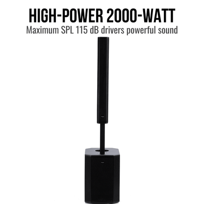 2000W 12-inch Powered Column PA System Portable Speaker