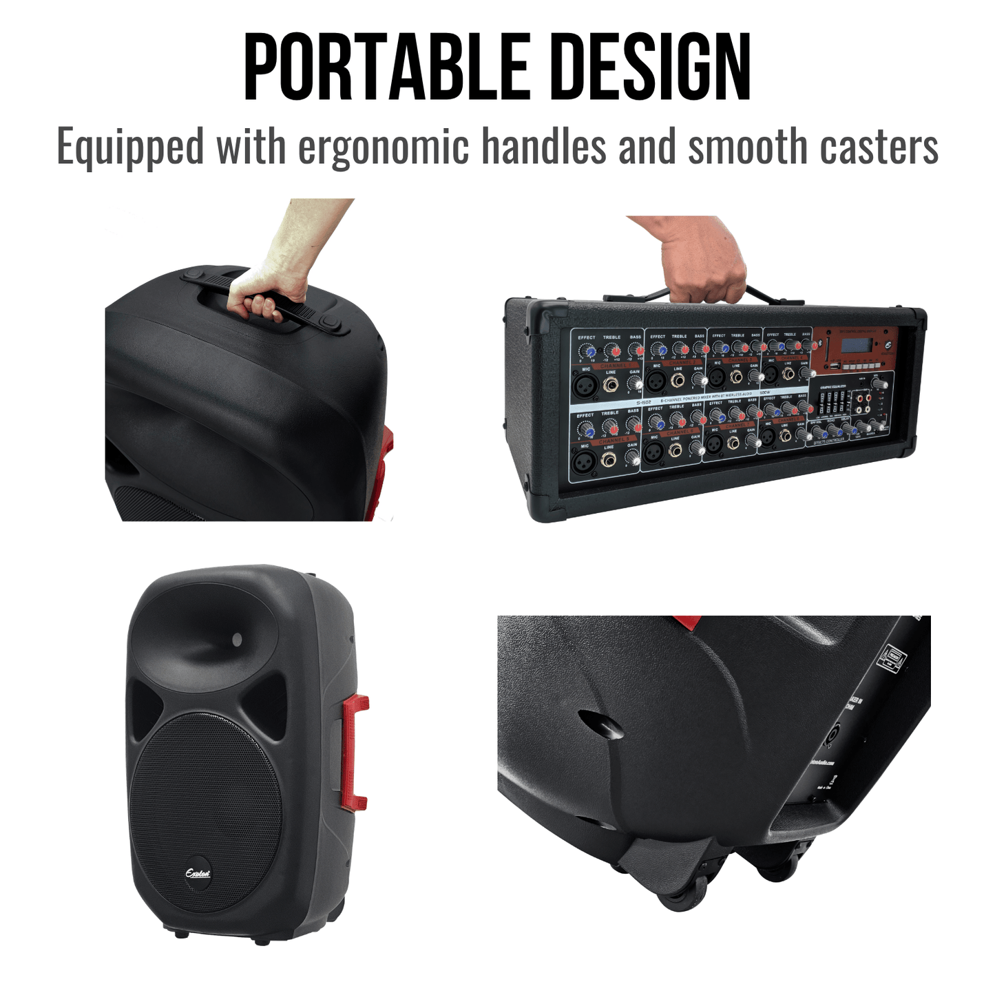 2000W 15-inch PA Speaker System With 8 Channel Mixer