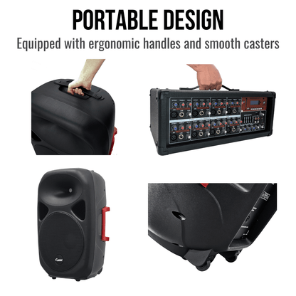 2000W 15-inch PA Speaker System With 8 Channel Mixer