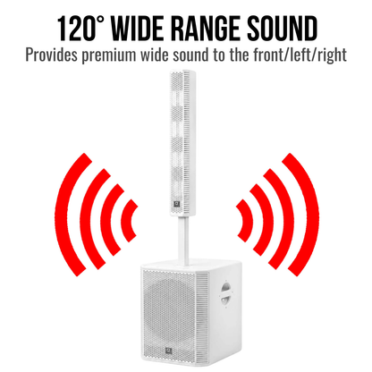 2000W 15-inch Bluetooth Column Loudspeakers - White