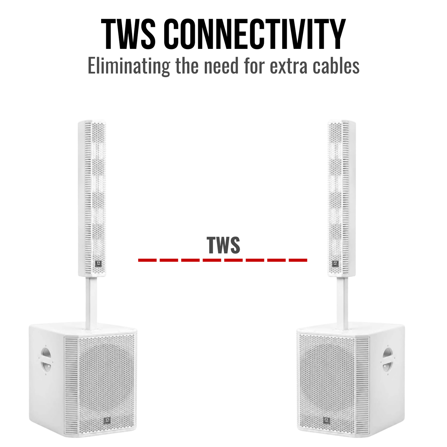 2000W 15-inch Bluetooth Column Loudspeakers - White