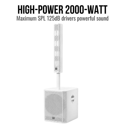 2000W 15-inch Bluetooth Column Loudspeakers - White