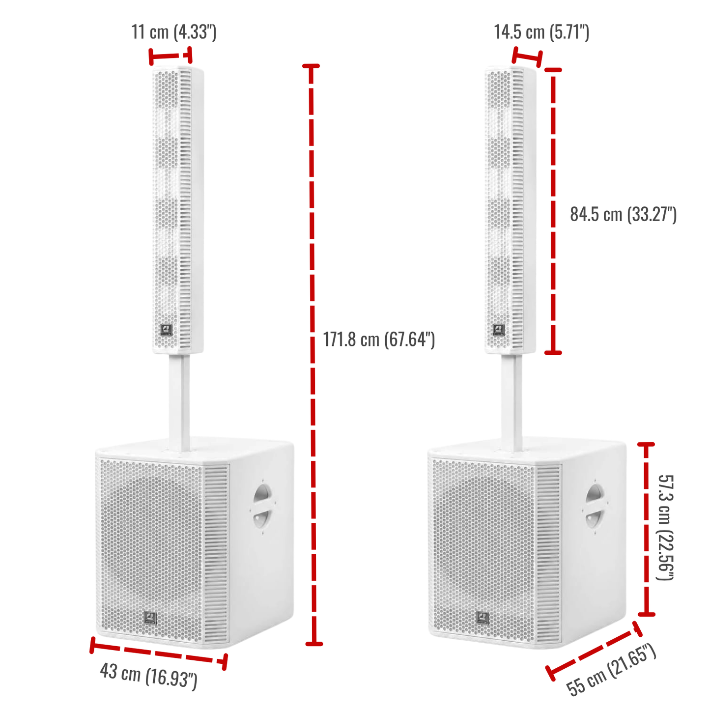2000W 15-inch Bluetooth Column Loudspeakers - White
