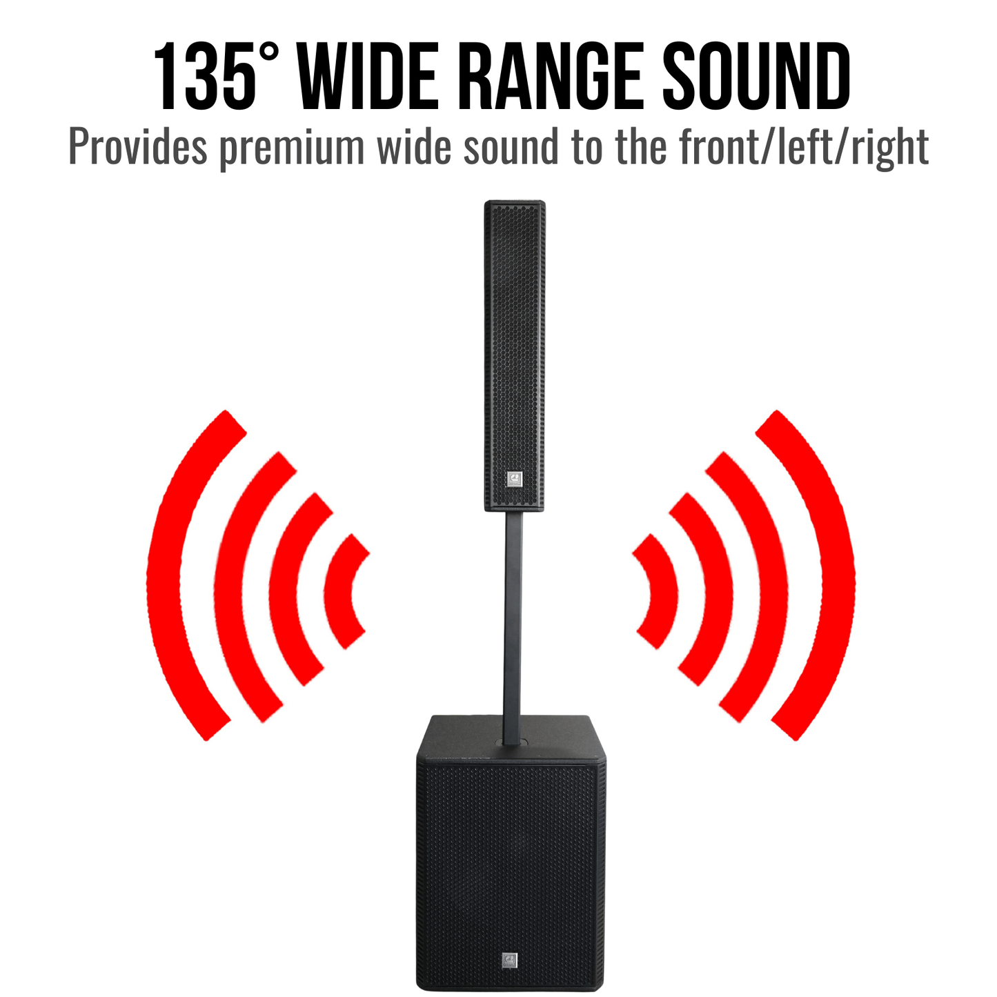 3000W 18-inch Powered Column Array Speaker System - Black