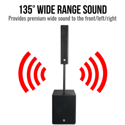 3000W 18-inch Powered Column Array Speaker System - Black