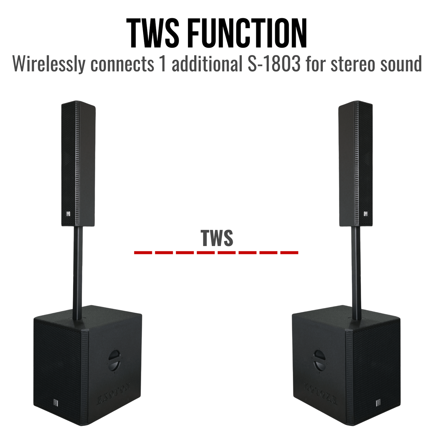3000W 18-inch Powered Column Array Speaker System - Black