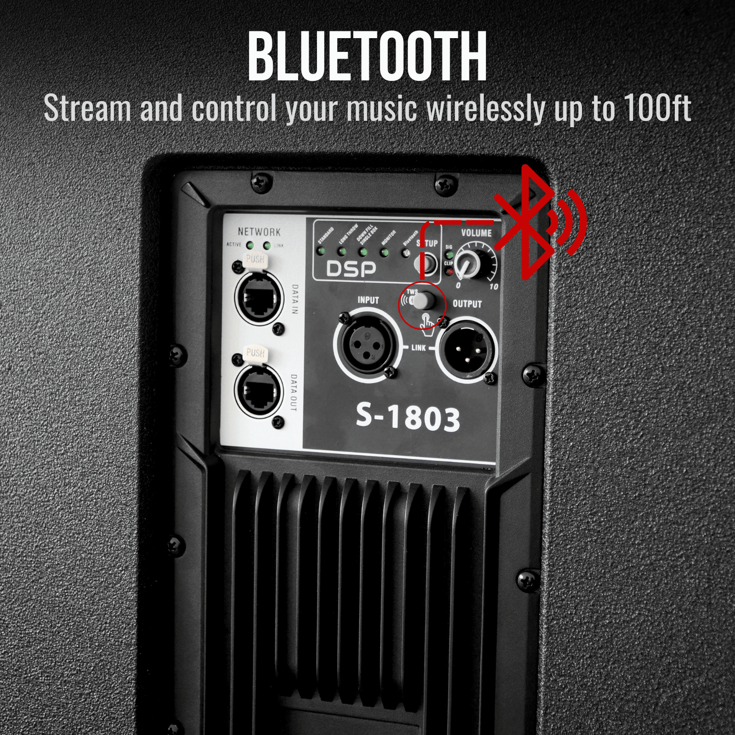 3000W 18-inch Powered Column Array Speaker System - Black