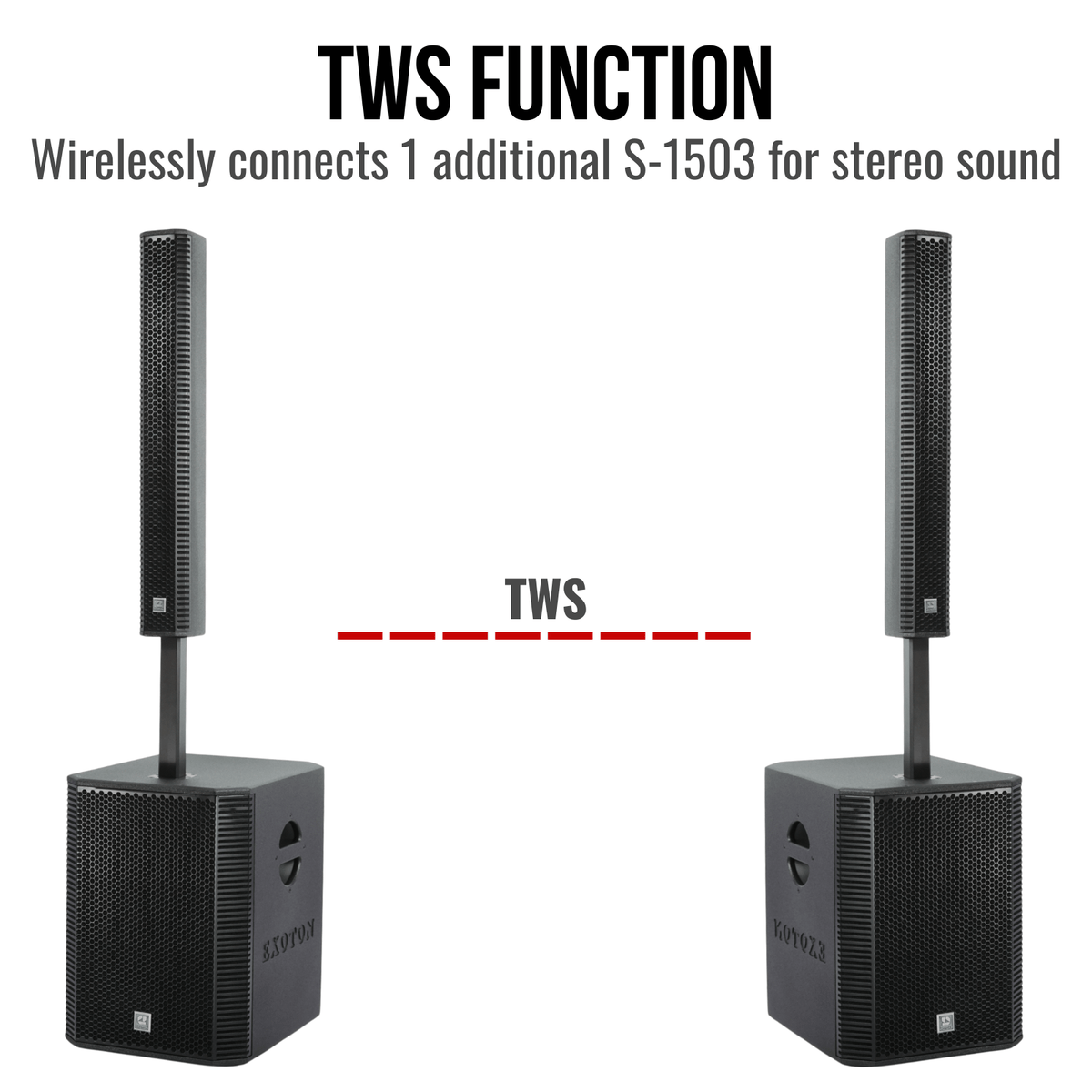 EXOTON S-1503 2000W PA Speaker System Bluetooth Column Speaker