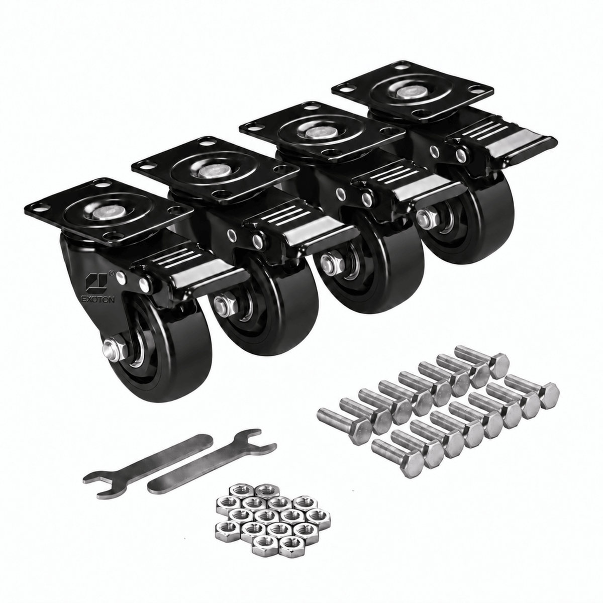 3-inch Heavy Duty Casters Set with Brake