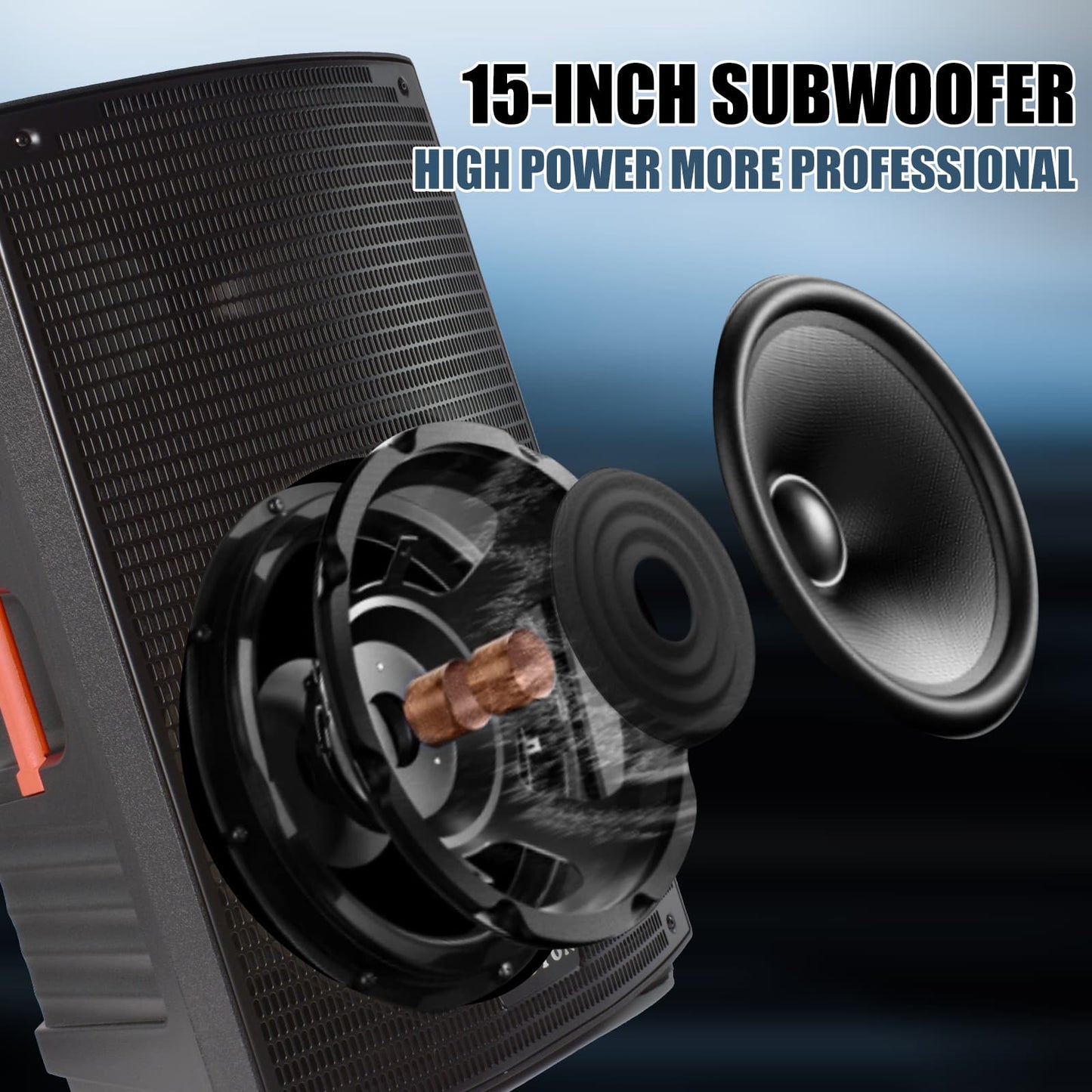 1800W 15-inch Bluetooth Rechargeable PA Active Speaker