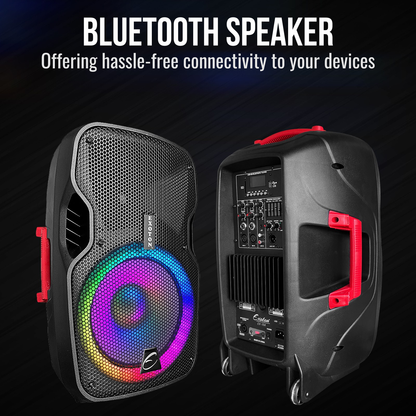 1600W 15-inch Bluetooth Portable PA System Party Speakers