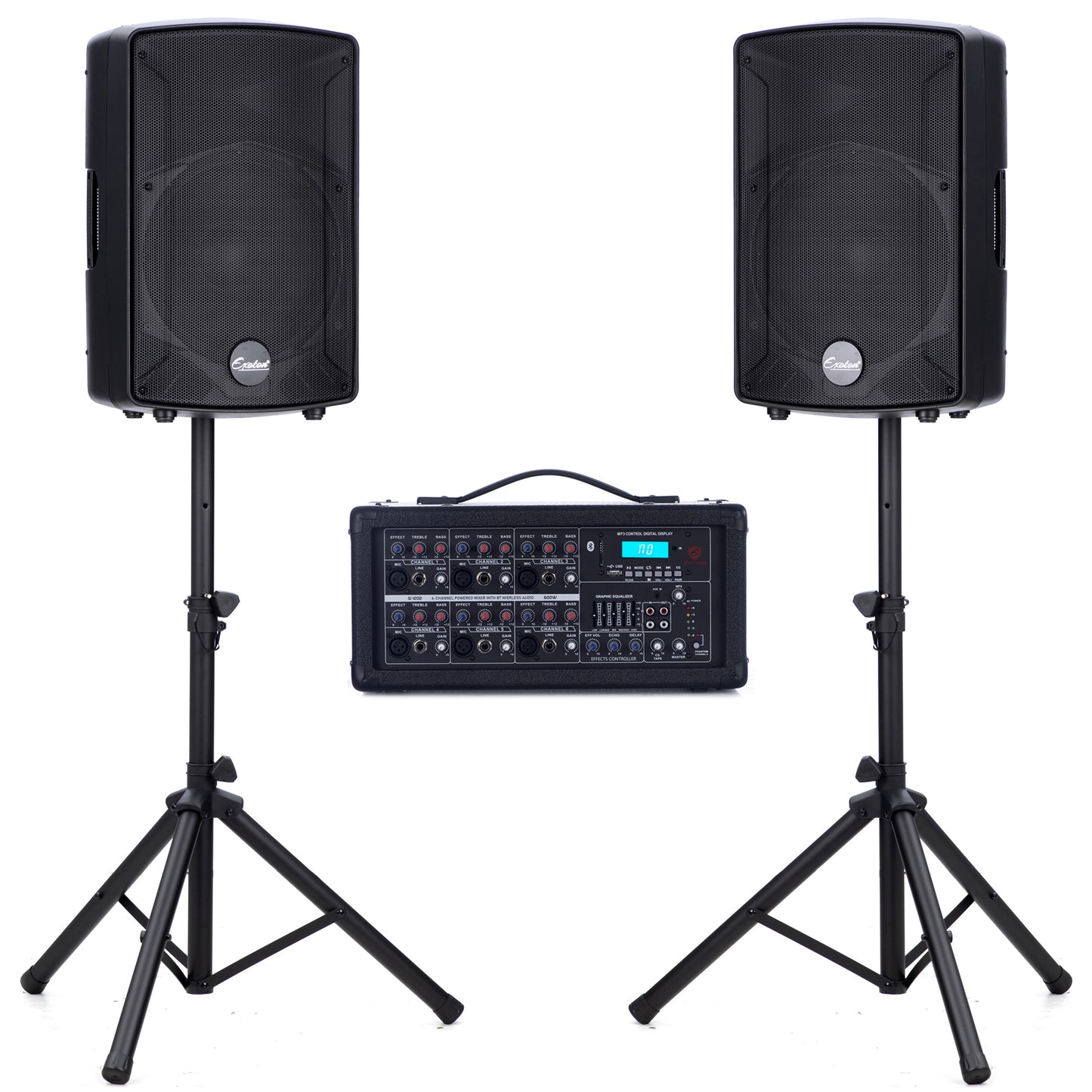 2000W 12-inch PA Speakers System With 6 Channel Mixer