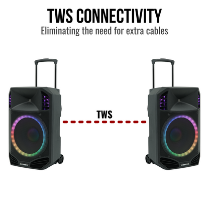 1600W 15-inch Bluetooth Portable PA System With Wireless Mic